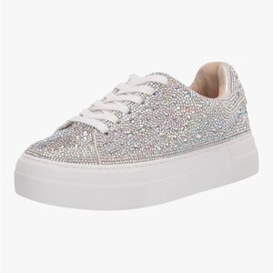 Betsey Johnson Silver Glitter Sneakers